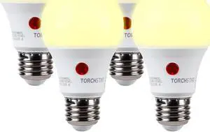 TORCHSTAR LED Dusk to Dawn Light Bulbs Outdoor, Light Sensor A19 LED Bulb, 9W (60W Eqv.), 800lm, 2700K Soft White, UL-listed, Auto On/Off Photocell, for Porch, Front Door, Pack of 4