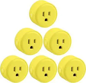 6 Pack Smart Plug Work with Alexa, Mini Smart Outlet Wifi Plug Google Home Assistant Voice Control, No Hub Required, Only Supports 2.4GHz Network, Timer Function, ETL Listed, Yellow Finish