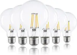 TORCHSTAR 6 Pack Dimmable LED G25 Vintage Light Bulb, Edison Vanity Globe Filament Bulb, 4.5W (60W Eqv.), Medium E26 Base 2700K Soft White