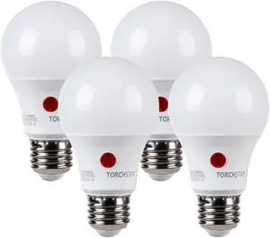 TORCHSTAR LED Dusk to Dawn Light Bulbs Outdoor, Light Sensor A19 LED Bulb, 9W (60W Eqv.), 800lm, 5000K Daylight, UL & Energy Star Certified, Auto On/Off Photocell, for Porch, Front Door, Pack of 4