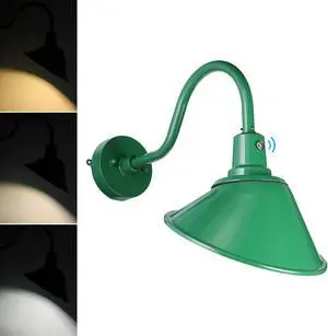 3CCT LED Dusk-to-Dawn Gooseneck Barn Light, 21W 3300lm, 120-277V, IP65, UL Listed, Green