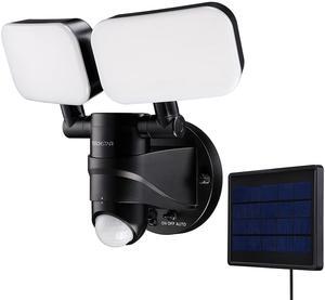 TORCHSTAR LED Solar Outdoor Security Lights with Motion Sensor, Adjustable Dual-Head Flood Light, 2 Modes Auto Mode & ON-OFF Mode, 6500K, IP65 Waterproof, for Yard, Garages, Patios, Entryways