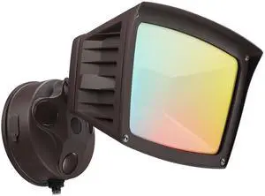 LEONLITE LED 3CCT Flood Light Dusk to Dawn, 40W Sensor Security Light, 3000K/4000K/5000K Selectable, Adjustable Head, Bronze