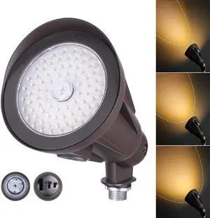 Commercial 3CCT LED Dusk to Dawn Bullet Flood Light, 120-277V, ETL Listed