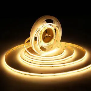 COB LED Strip Light, DC 24V Bendable Tape Lights, 16.4 ft Cuttable Light, 504LEDs/M Uniform Glow, 3000K Warm White, Flexible LED Rope Light for Home, Bookcase, Counter, Cabinet, Bedroom