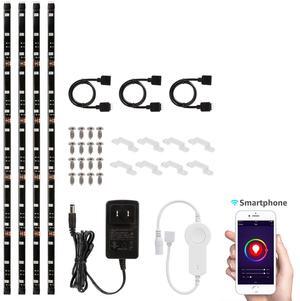 LED TV Backlight Kit Multi-Color Strip Light, Work with Alexa, Smart Phone Control, Dimmable, Waterproof Strip Light*4, Flexible Strips for Home Theater, Monitor, Screen
