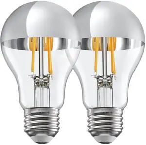 2 Pack A19 LED Dimmable Light Bulb, 4.5W(40W Eqv.), Anti Glare Half Chrome Bulbs, UL Listed, E26 Base, Vintage Edison Bulb for Bedroom, Kitchen, 2700K Soft White