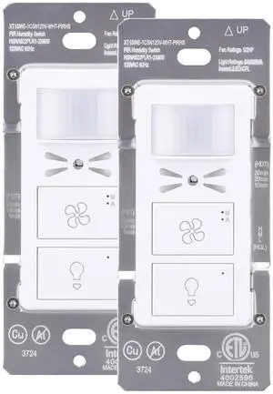 Fan Light Switch with Humidity Sensor + PIR Motion Sensor, Humidity Monitoring & Light Control for Bathrooms, Basements Fan Light Switch with Humidity Sensor + PIR Motion Sensor, Humidity Monitoring & Light Control for Bathrooms, Basements