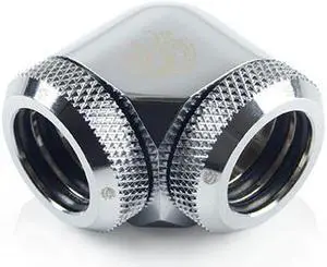 Bitspower Silver Shining Enhance 90-Degree Dual Multi-Link Adapter For OD 14MM (2PCS)