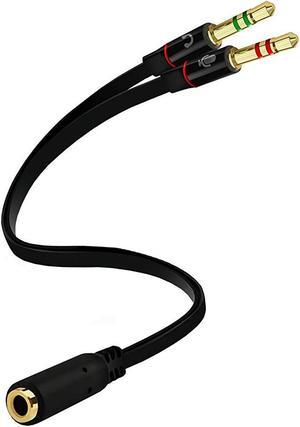 Headphone Splitter for Computer 3.5mm Female to 2 Dual 3.5mm Male Mic Audio Y Splitter Cable Smartphone Headset to PC Adapter
