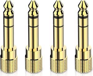 6.35mm (1/4 inch) Male to 3.5mm (1/8 inch) Female Stereo Audio Adapter Converter for Guitar Headphones Amp Gold Plated 4 Pack