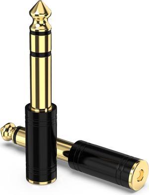 1/4 Male to 1/8 Female Stereo Audio Adapter Converter Upgrade 6.35mm Jack Stereo Socket to 3.5mm Jack Stereo Plug for Guitar Headphones Amp Pure Copper 2-Pack