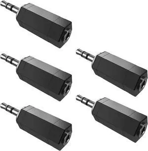 5 Pack 3.5mm Stereo to Mono Adapter - 3.5mm TRS Stereo Male to Mono Female Jack 5 Pack 3.5mm Stereo to Mono Adapter - 3.5mm TRS Stereo Male to Mono Female Jack