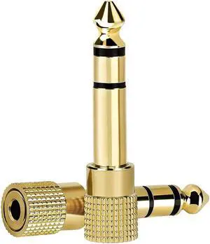 6.35mm (1/4 inch) Male to 3.5mm (1/8 inch) Female Stereo Audio Headphone TRS Jack Cable Converter Gold Plated Copper 2 Pack