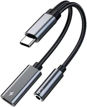 Hubs 2 in 1 USB Type C to 3.5 Mm Jack Adapter HiFi DAC Aux Audio Splitter USB Hubs (Color : Gray)