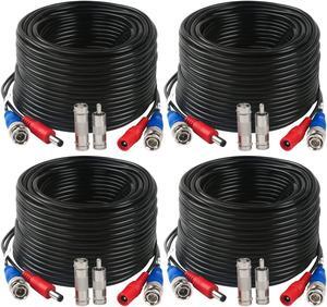 4 Pack 200 Feet BNC Video Power Cable Wire Video Security Camera Wire with Connectors for CCTV Camera DVR Surveillance System