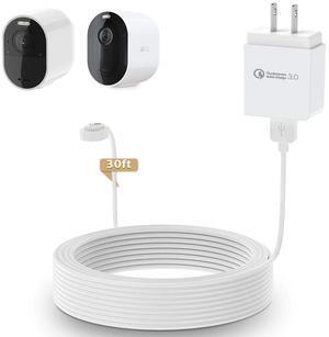 HOLACA Power Adapter and 30ft/9m Cable for Arlo Ultra Ultra 2/Arlo Pro 3 Pro 4 Pro 5s,Weatherproof Outdoor or Indoor Magnetic Cable Continuously Charging for Your Arlo Camera (1 Pack, 30ft)