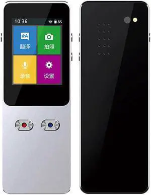 Offline Portable Intelligent Voice Translator Multilingual Instant Translator Business Travel Translation Machine Decoration charitable,Black(White)