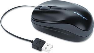Kensington 72339 Pro Fit Optical Mouse, Retractable Cord, 2-Button/Scroll, Black
