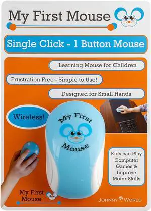 My First Wireless Mouse - Single Click, One Button, Designed for Small Hands and Early Learners. Perfect for Educational Computer Games