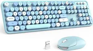 Wireless Keyboard and Mouse Combo - GEEZER Sky Blue Full-Sized Colorful Keyboard 104 Keys - USB 2.4 G Receiver Plug Play with Round Keycap Typewriter Keyboards, for Windows, PC, Laptop, Desktop Wireless Keyboard and Mouse Combo - GEEZER Sky Blue Full-Sized Colorful Keyboard 104 Keys - USB 2.4 G Receiver Plug Play with Round Keycap Typewriter Keyboards, for Windows, PC, Laptop, Desktop