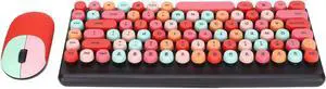 Cute Colorful Multimedia 86 Keys Keyboard Mouse Combo Light Quiet 2.4G for PC (Lipstick Mixed Colors)