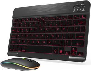 Backlit Bluetooth Keyboard and Mouse Combo for iPad Air Pro Mini Tablet iPhone Android Samsung Smartphone Cell Phone Rechargeable Ultra Slim Wireless Keyboard Mouse Portable iPadOS 13 & Above (Black)