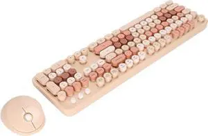 Mouse and Keyboard Combo, Punk Keyboard and Mouse Office Suit, 104 Keys Ergonomic Cute Retro Typewriter Keyboard for Girls for Home Office Work Gaming(Sweet Milk Tea Color Mixed Color)