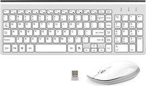 FEDARFOX Wireless Keyboard and Mouse - Ergonomics Slim Compact Keyboard Silent Mouse for Laptop PC TV(Silver White)