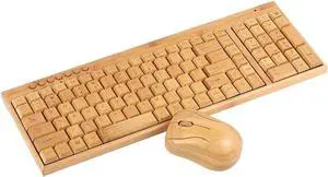 zolyet Bamboo PC Keyboard, Wirel Keyboard, Computer Combo Keyboard, Handmade Natural Wood, Plug and Play, Low Low