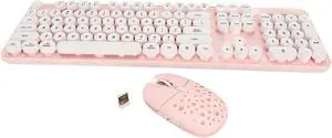 2.4G Keyboard and Mouse Combo Retro Round Keycaps High Performance Mouse Adjustable DPI Connection for Office and Study (Board)
