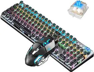 Full-key Programmable Keyboard,keyboard Computer Ergonomic,keyboard Mouse Combo,mechanical Gaming Keyboard For Windows, IOS, Android, Computer Desktop PC Laptop ( Color : Metallic Black-Green shaft )