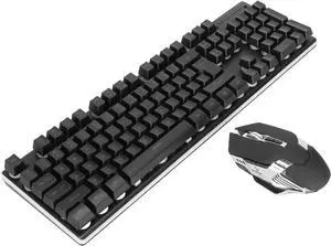 Mechanical Gaming Keyboard and Mouse Combo, 3 Levels DPI Adjustable, Cool LED Backlight Effect, Plug and Play, Ergonomic Keyboard and Mouse for PC Gamer