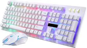Keyboard Mouse Combo, Wired RGB Backlight Mechanical Feel Suspension Keyboard + Optical Mouse Kit for Windows,Mac OS Computer
