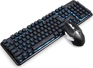 Feilx Gaming Keyboard and Mouse Combo, LED Rainbow Backlit Keyboard with Key Computer PC Gaming Keyboard for PC/Laptop (Color : B)