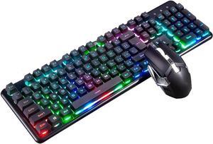 Feilx Gaming Keyboard and Mouse Combo, LED Rainbow Backlit Keyboard with Key Computer PC Gaming Keyboard for PC/Laptop (Color : C)