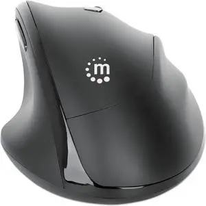 MANHATTAN Wireless Ergonomic Mouse  2.4 GHz RF, 800/1200/1600 dpi, Six Buttons with Scroll Wheel, USB-A & USB-C 2-in-1 Receiver Dongle  for Laptop, Computer, PC - 3 Yr Mfg Warranty  190237