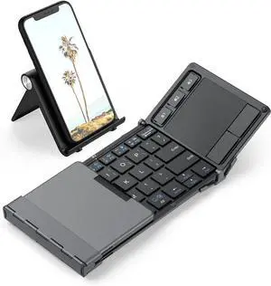 iClever BK08 Foldable Keyboard with Touchpad for Phone and Tablet, Gray | Multi-Touch Trackpad, Pocket-Sized, Aluminum Build, 3-Device Bluetooth Switching, USB-C Charging, for Travel and Remote Work iClever BK08 Foldable Keyboard with Touchpad for Phone and Tablet, Gray | Multi-Touch Trackpad, Pocket-Sized, Aluminum Build, 3-Device Bluetooth Switching, USB-C Charging, for Travel and Remote Work