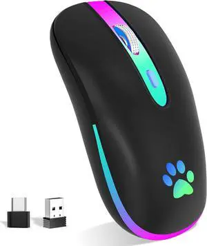 Wireless Mouse Rechargeable LED Wireless Bluetooth Mouse Portable USB Optical 2.4G Wireless Bluetooth Two Mode Computer Mice with USB & Type-c Receiver(Black) Wireless Mouse Rechargeable LED Wireless Bluetooth Mouse Portable USB Optical 2.4G Wireless Bluetooth Two Mode Computer Mice with USB & Type-c Receiver(Black)