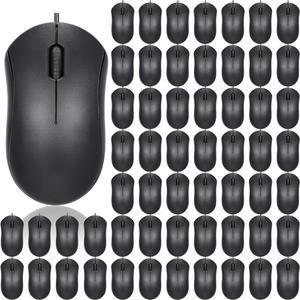 Xuhal 50 Pcs Black Wired Mouse Bulk 1000 DPI 3 Button Corded Computer Mouse Slim Optical Gaming Mouse with USB Receiver for Home Office Compatible with PC MacBook Laptop