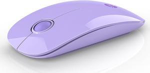 Wireless Bluetooth Mouse - (BT5.1+USB) Slim Dual Mode MacBook Mice with Quiet Click Long Battery Life and 1600 DPI High-Precision Optical Tracking for Laptop/iMac/iPad Pro/Computer (Purple)