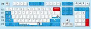 Glacier PBT Dyed Sublimated Keycaps Full Set for Mechanical Keyboards, Cherry Profile, Compatible with 60%/65%/75%/80%/96%/100% Keyboard Layout, Free Keycaps Puller Included (Doraemon)