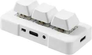 Mini Keyboard, MK321 Pro USB 2.4G BT4.0 Three Mode Connection, Mechanical Blue Switches, Ergonomic Design, Wide Application, with Key Definition Software for Window (White)