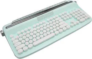 Typewriter Mechanical Gaming Keyboard, 104 Keys BT5.0 Retro Tablet Keyboard with Large Slot, for Smart Phone Laptop (Mint Green)