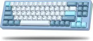 Womier SK71 75% Gaming Keyboard, Aluminum Alloy Shell Wireless Mechanical Creamy Keyboard Bluetooth/2.4G/Wired Hot Swappable Key Board Pre-lubed Switches, Gasket Mounted RGB for Mac/Win (Blue)
