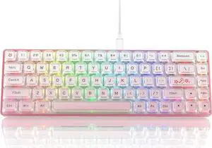 Womier 60% Keyboard Gaming Pink - Wired Creamy Mechanical Keyboard, Hot-Swappable RGB Custom Mini Key Board with Arrow Keys/Software Supported, Prelubrication Linear Switch (WK68-Pink)