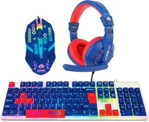 Sonic 3 in 1 Gaming Set with LED Backlit Keyboard and Mouse, Cushioned Headset with Microphone Sonic 3 in 1 Gaming Set with LED Backlit Keyboard and Mouse, Cushioned Headset with Microphone