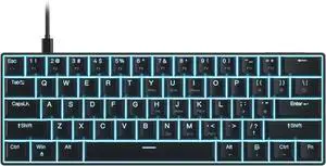 OUTEMU USB Wired 61-Key Mechanical Keyboard with LED Backlit, Supports Hot Swap Blue Switch/Red Switch, N-Key Rollover, Dual Color Injection Molding Keycap, Includes Keycap Switch Puller Tool and Sp