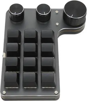 Keyboard, One Handed Programmable Macro Mechanical Keyboard, 12 Key 3 Knob Mini Mechanical Keyboard, Multifunctional OSU Gaming Keyboard for Vista, Linux, OS X (Wired USB)