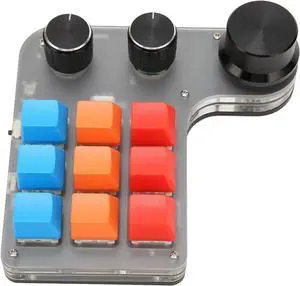 Mini Custom Keypad, 9 Keys 3 Knobs Programmable Gaming Keyboard, RGB Backlit Mechanical Macro Keypad Mini Gaming Keypad for Working and Gaming